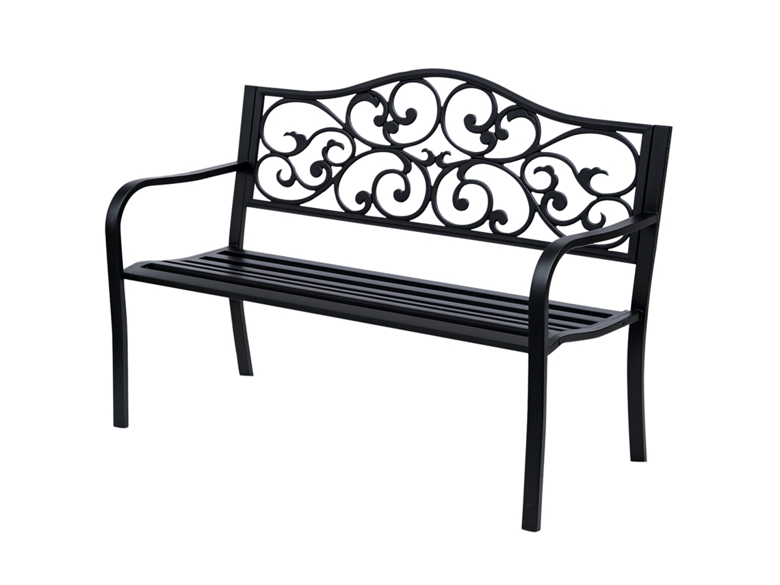 Banco Jardim 2 Lugares Com Mesa Retrátil Preto