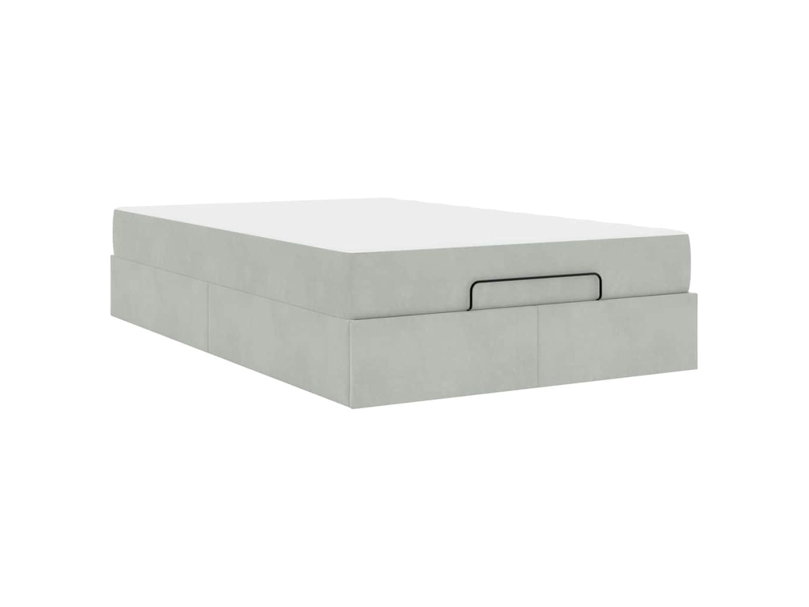 Conjunto 2 Cama Moderna Vidaxl Cinzento-claro Veludo (120 X 190 Cm)