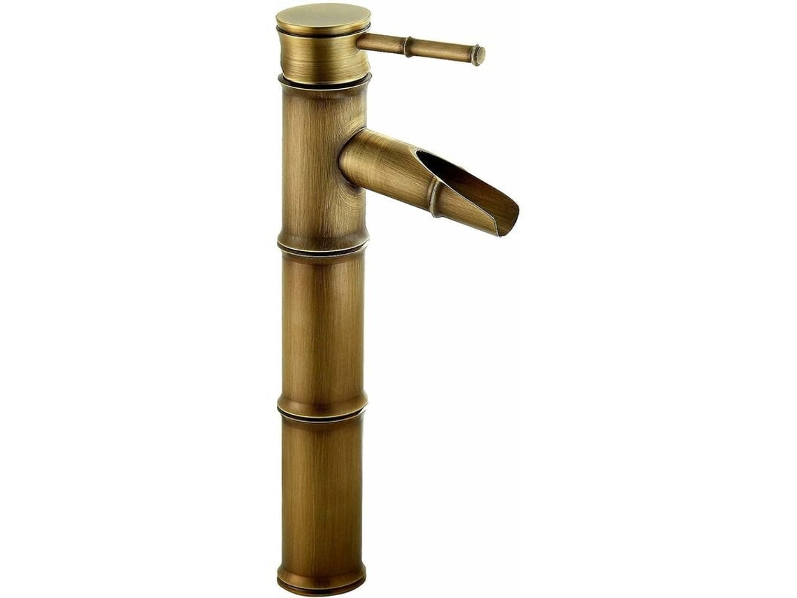 VYLARA Torneira Para Lavatório, Design Em Formato De Bambu, Acabamento Em Bronze Antigo, Torneira De Aço Inoxidável Segura E Durável Para Banheiro, Lavatório
