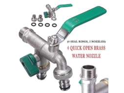Chave de Jardim Anticongelante de Latão com Duas Saídas 1/2" 3/4" Chave Exterior para Mangueiras Robusta Resistente Ao Clima Verde