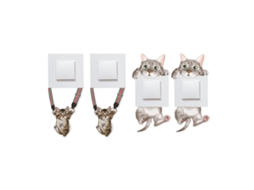 Adesivos Para Interruptores Removíveis, 4 Unidades De Gatos Fofos, Adesivos De Parede De Desenho Animado, Decoração Diy Para Casa