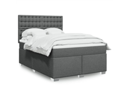 Vidaxl Cama Com Molas/colchão 160x200 Cm Tecido Cinzento-escuro