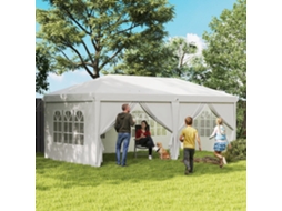 Gazebo Branco 3x6m Com Estrutura De Aço, Paredes Laterais Removíveis, Janelas Amplas E Portas Com Fecho De Zíper