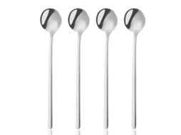 1 Conjunto De 4 Colheres De Café Em Aço Inox Medidas 13x3cm 15x3cm 17x3cm Prata