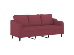 Sofá de 3 Lugares com Apoio de Pés 180 Cm Tecido Vermelho Tinto MAISON EXCLUSIVE