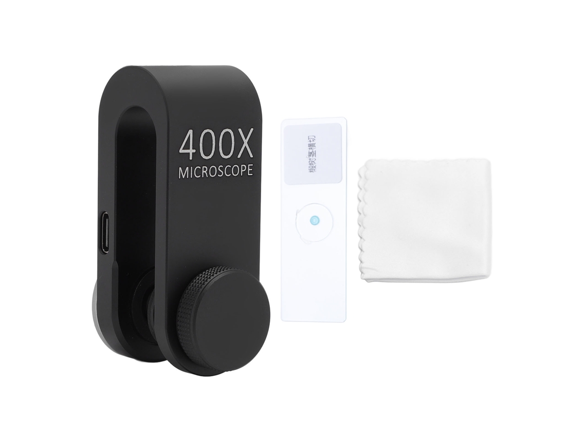 Lente De Microscópio Para Telefone Com Luz Led E Pinça 400x Universal Hd Para Biologia Eletrônica Joiaria