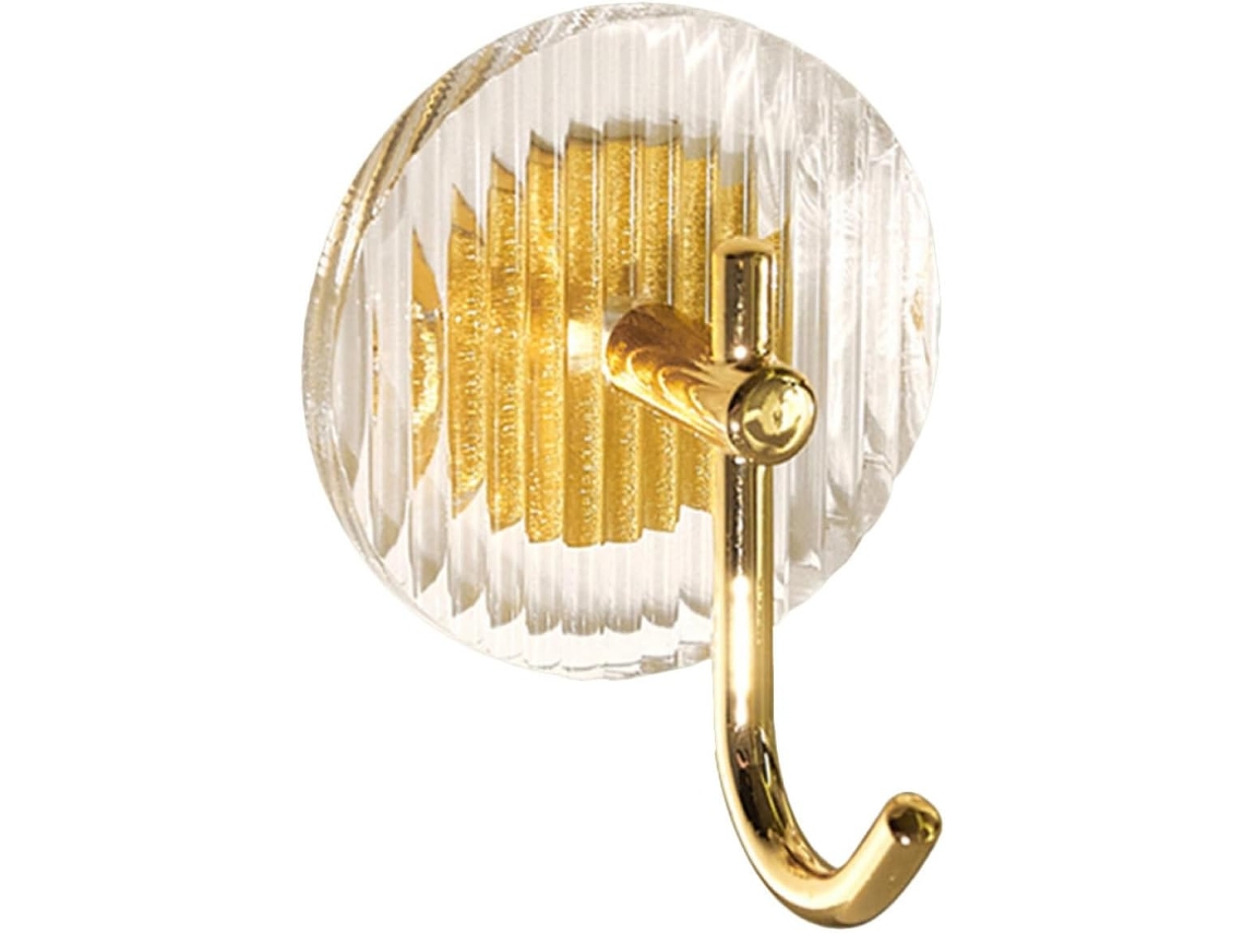 Gancho De Parede Acrílico Dourado Sem Furos Lifkome, Com Adesivo Forte, Para Pendurar Toalhas, Casacos, Chaves E Outros