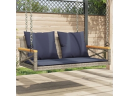 Vidaxl Banco Baloiço Com Almofadões 109x62x40 Cm Vime Pe Cinzento