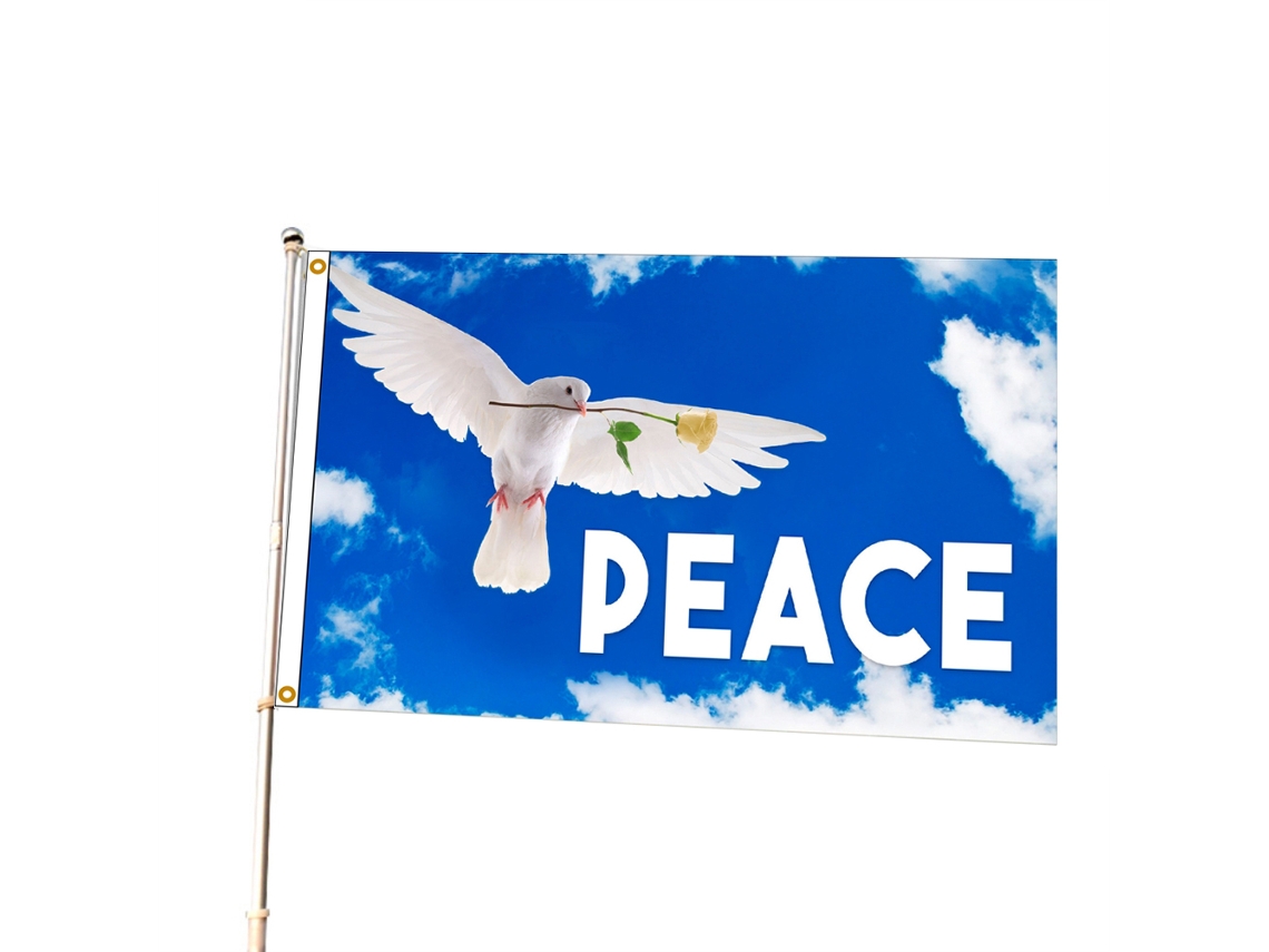 Bandeira Pombos Paz 90x150cm Decorativa Resistente Sol