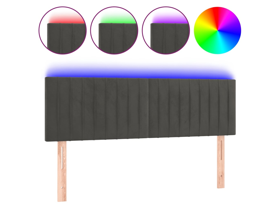 Cabeceira de Cama com Luzes Led Veludo Cinza Escuro MAISON EXCLUSIVE (144x5x78 cm)
