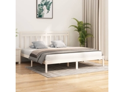 Estrutura De Cama 200x200 Cm Madeira Maciça Branco