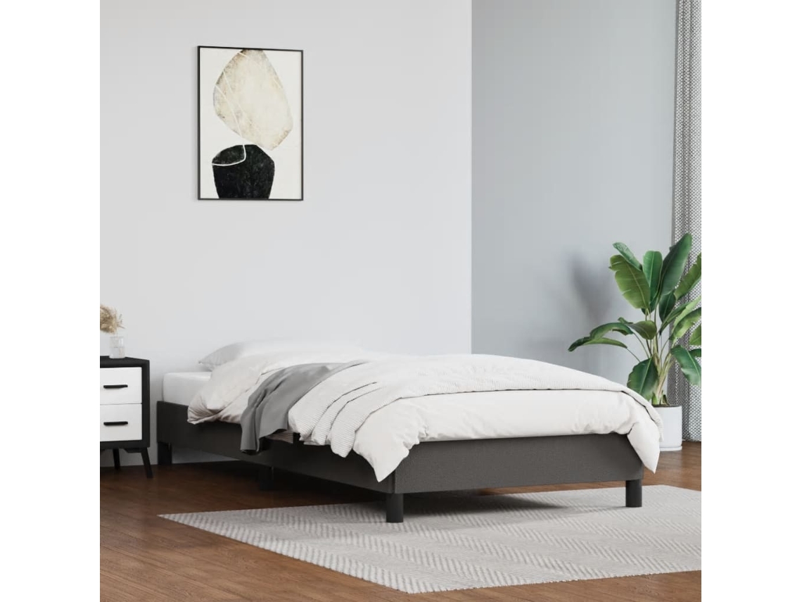Vidaxl Estrutura De Cama 90x190 Cm Couro Artificial Cinzento