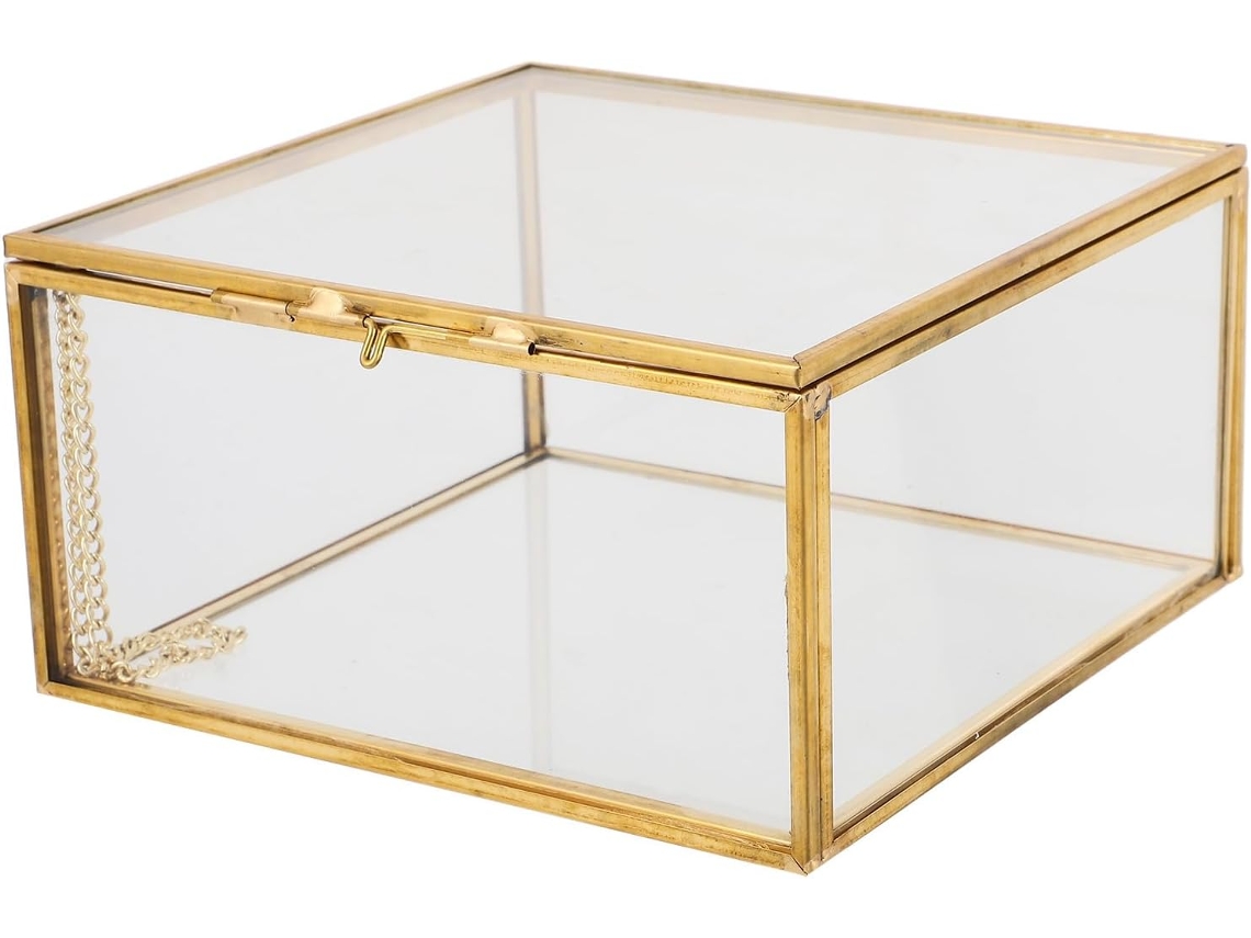 Caixa De Joias De Vidro Transparente Nuobesty, 15 X 15 X 75 Cm, Com Tampa, Pequena Caixa De Apresentação.