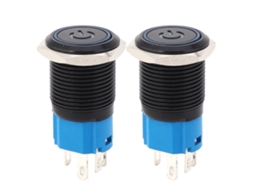 Interruptor De Metal Com Trava Automática Ip65 Com Led E Símbolo 16mm Azul 3-6vdc 2pcs