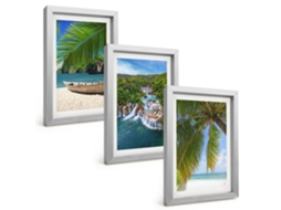 Composição De Quadros Praia, Barco, Cachoeiras, Palmeiras Espelharte (3 Peças 20x30 Cm)