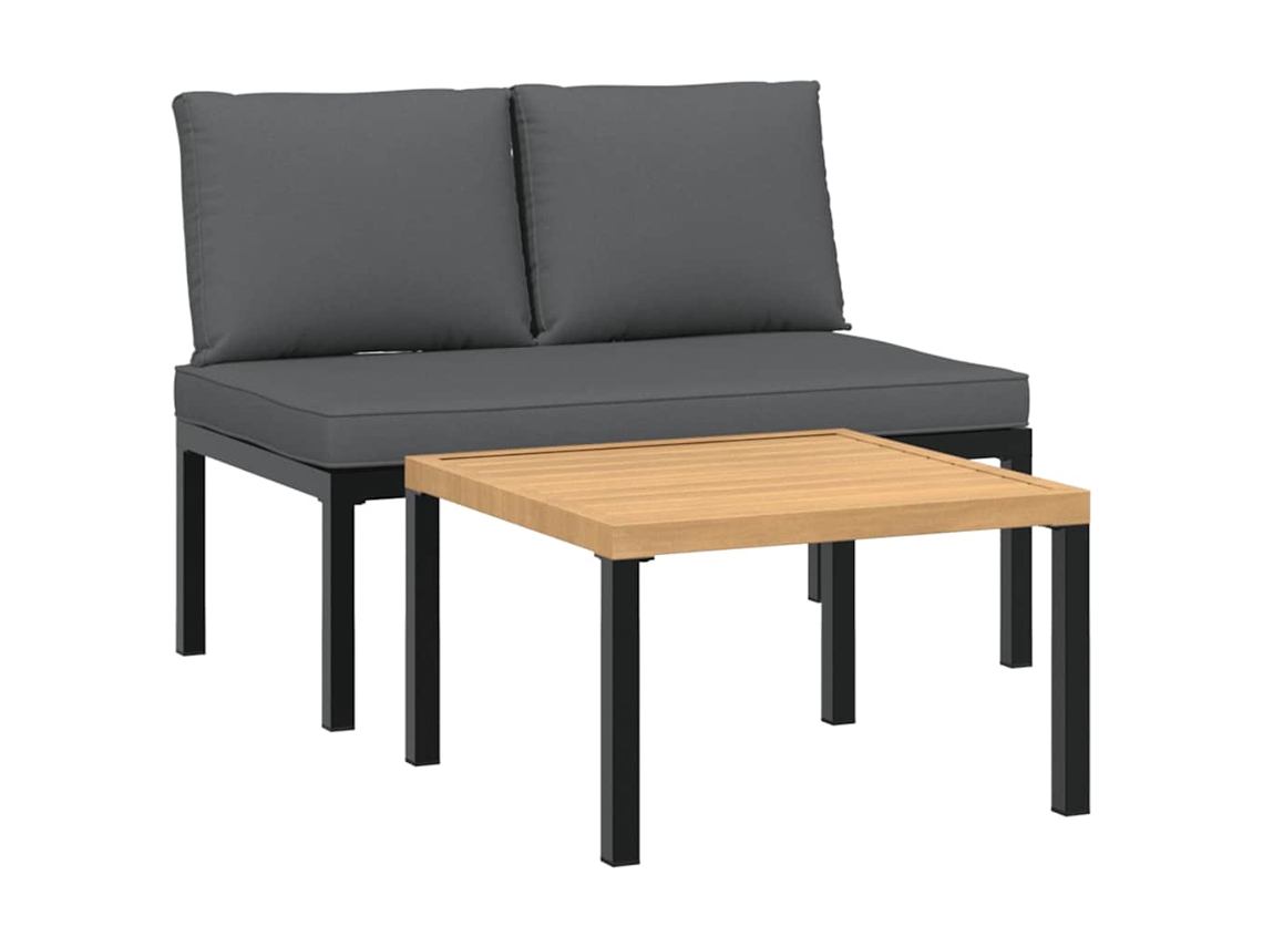 Maison Exclusive - 2 Pcs Conjunto De Sofás P/ Jardim C/ Almofadões Alumínio Preto
