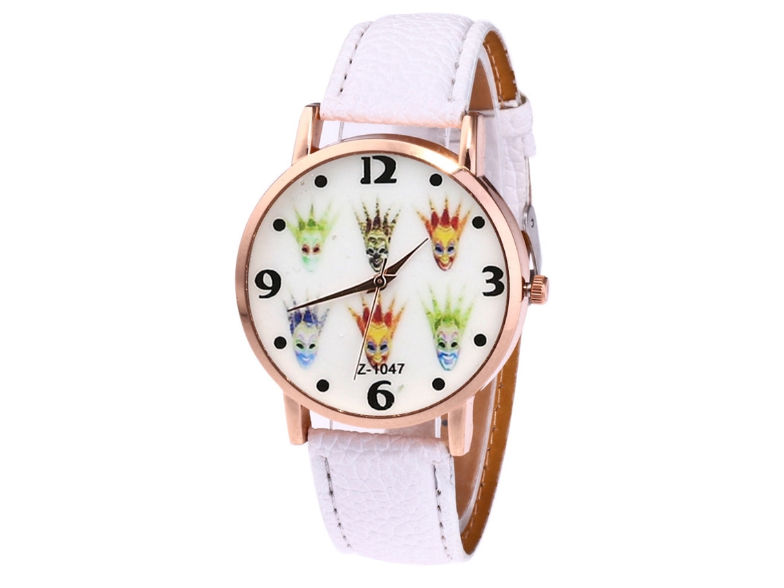 Reloj De Pulsera Casual Hombre De Cuarzo Con Correa De Cuero Pu Blanco Moda
