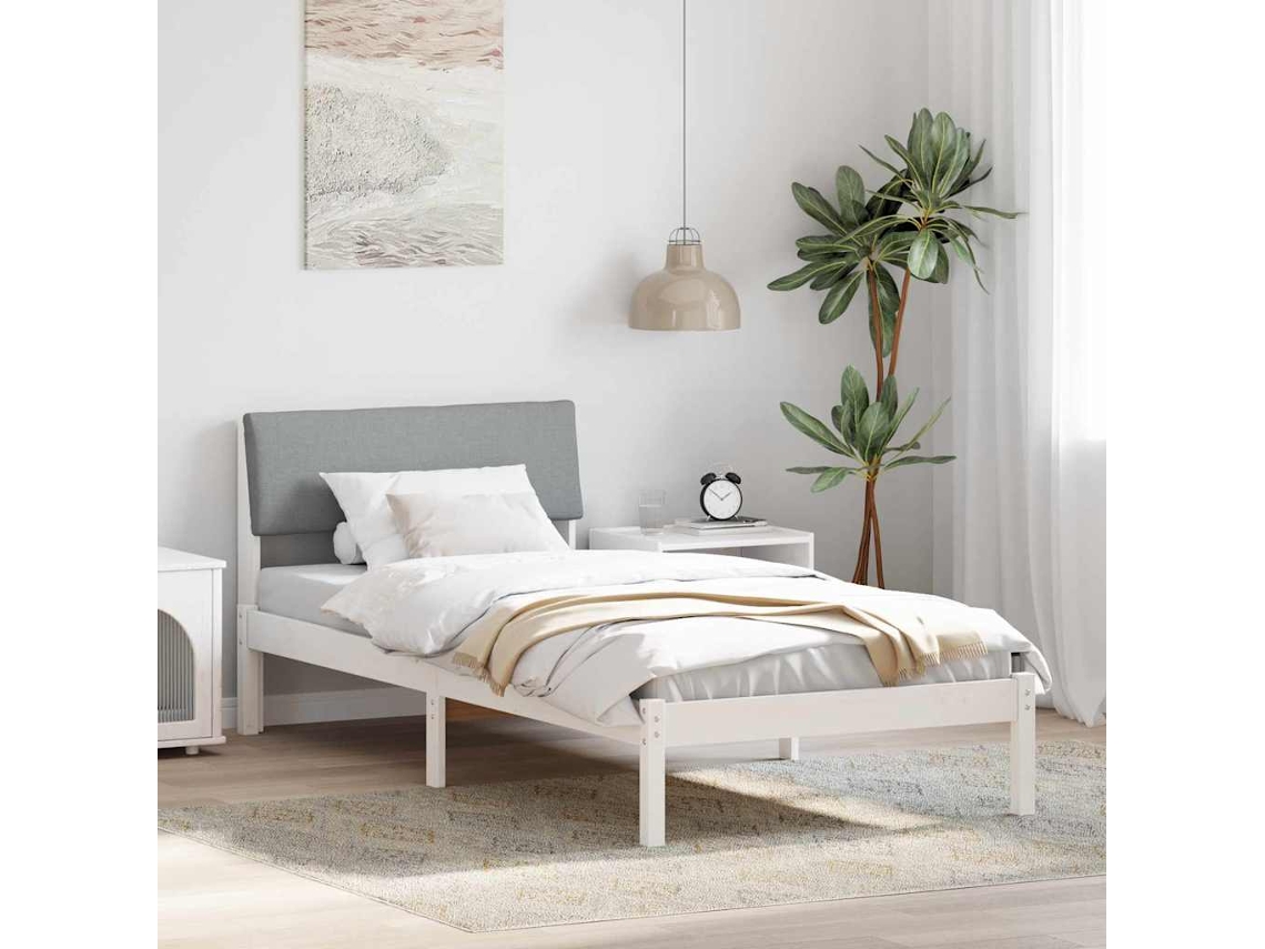 Vidaxl Estrutura da Cama Branco e Cinza Claro 90 X 200 Cm
