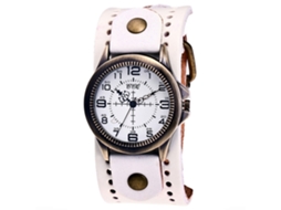 Relógio de pulso CCQ Retro Punk Quartz para homens e mulheres com pulseira de PU branca