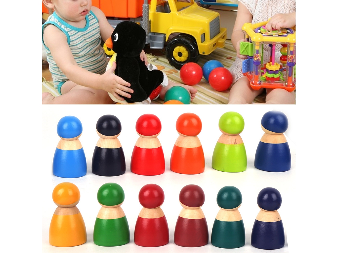 Primerox 12pcs Boneca de Madeira Infantil Jogo de Role Play Brinquedo Educativo Aprendizagem