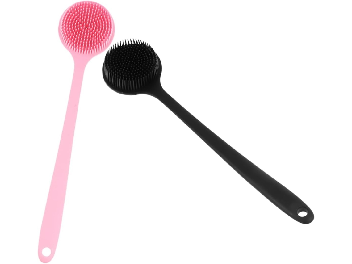 Lurelia Kit De 2 Escovas De Silicone Para Banho De Cuidado Corporal, Cabo Longo, Com Argola E Massagem Suave, Uso Diário Suave