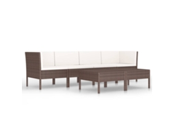 Maison Exclusive - 6 Pcs Conjunto Lounge Jardim C/ Almofadões Vime Pe Castanho
