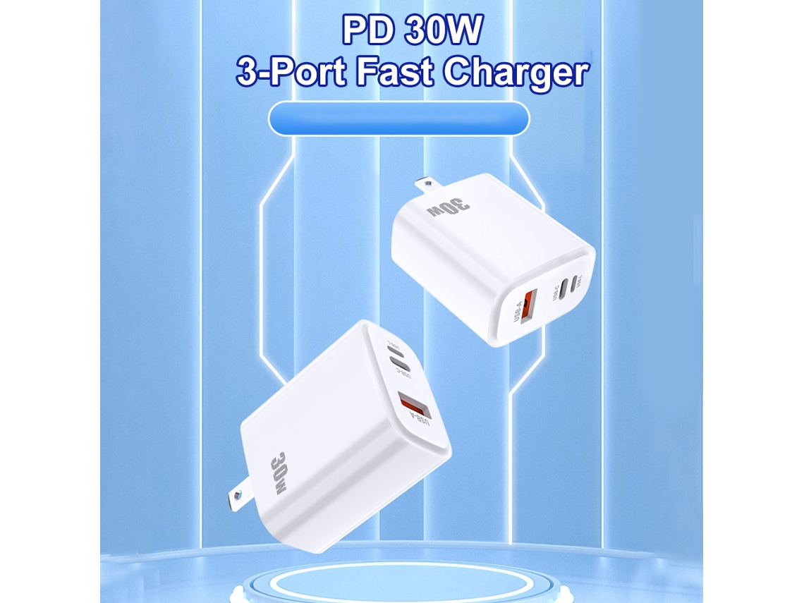 Carregador Rápido Pd30w Dual, Protocolo Pd3.0, Carga Eficiente, Multidispositivo, Compacto, Para Iphone 15 E Android
