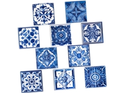 Adesivos De Azulejo Marroquino Impermeáveis, 20x20 Cm, Em Plástico (10 Unidades).