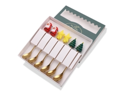 Conjunto De Colher De Inox De Natal Design Criativo Colorido 6 Peças