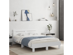 Vidaxl Estrutura Cama C/ Cabeceira 120x200 Cm Derivados Madeira Branco