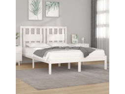 Estrutura De Cama King 150x200 Cm Pinho Maciço Branco