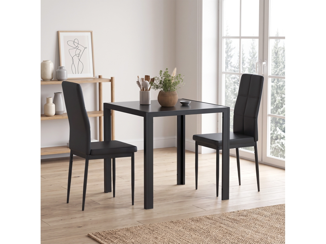 Dining Group Dining Table With 2 Chairs Space Saving Dining Room Group Seating Group Black