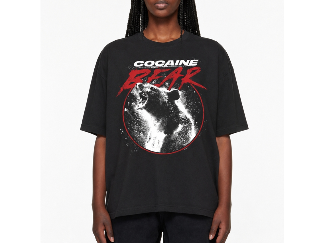 Rockinstone Cocaine Bear In Circle Black Adult T-shirt Size:xxl