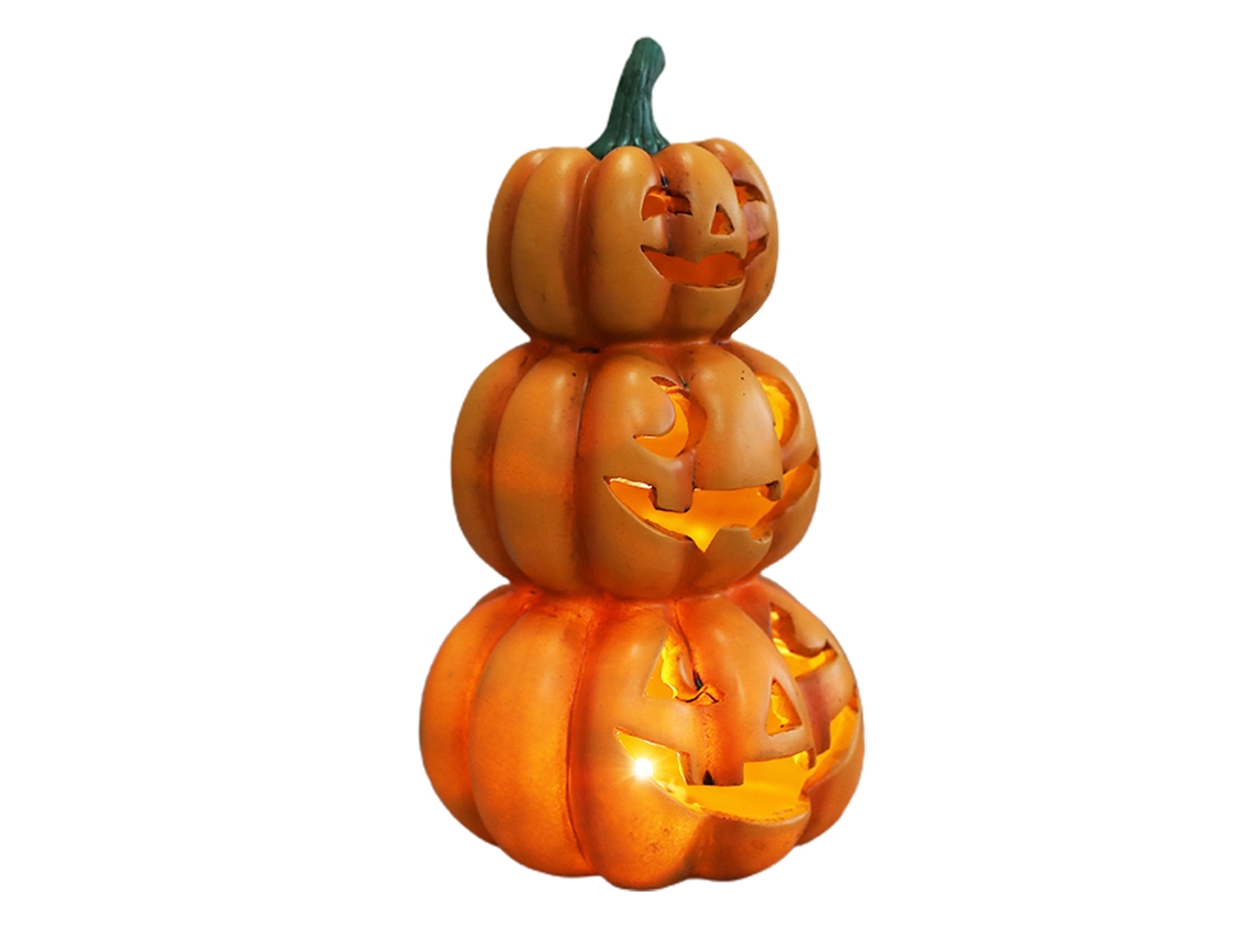 Decoração de Halloween de abóbora iluminada empilhada S/MARCA