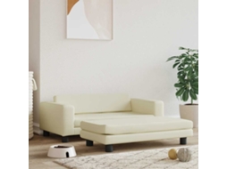 Vidaxl Cama Com Extensão 100x50x30 Cm Couro Artificial Creme
