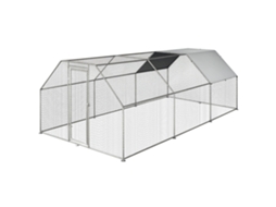 Galinheiro Impermeável De Metal Galvanizado, Com Porta E Cobertura De Tecido Oxford, 280x570x195cm