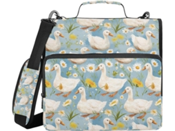 Pasta Organizadora Com Estampa Floral Aquarela De Pato Fazenda, Alça De Ombro E Mão, Vários Bolsos De 3, 8cm, 3 Estojos