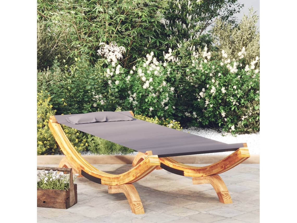 Vidaxl Espreguiçadeira Exterior 100x188,5x44cm Madeira Curva Antracite