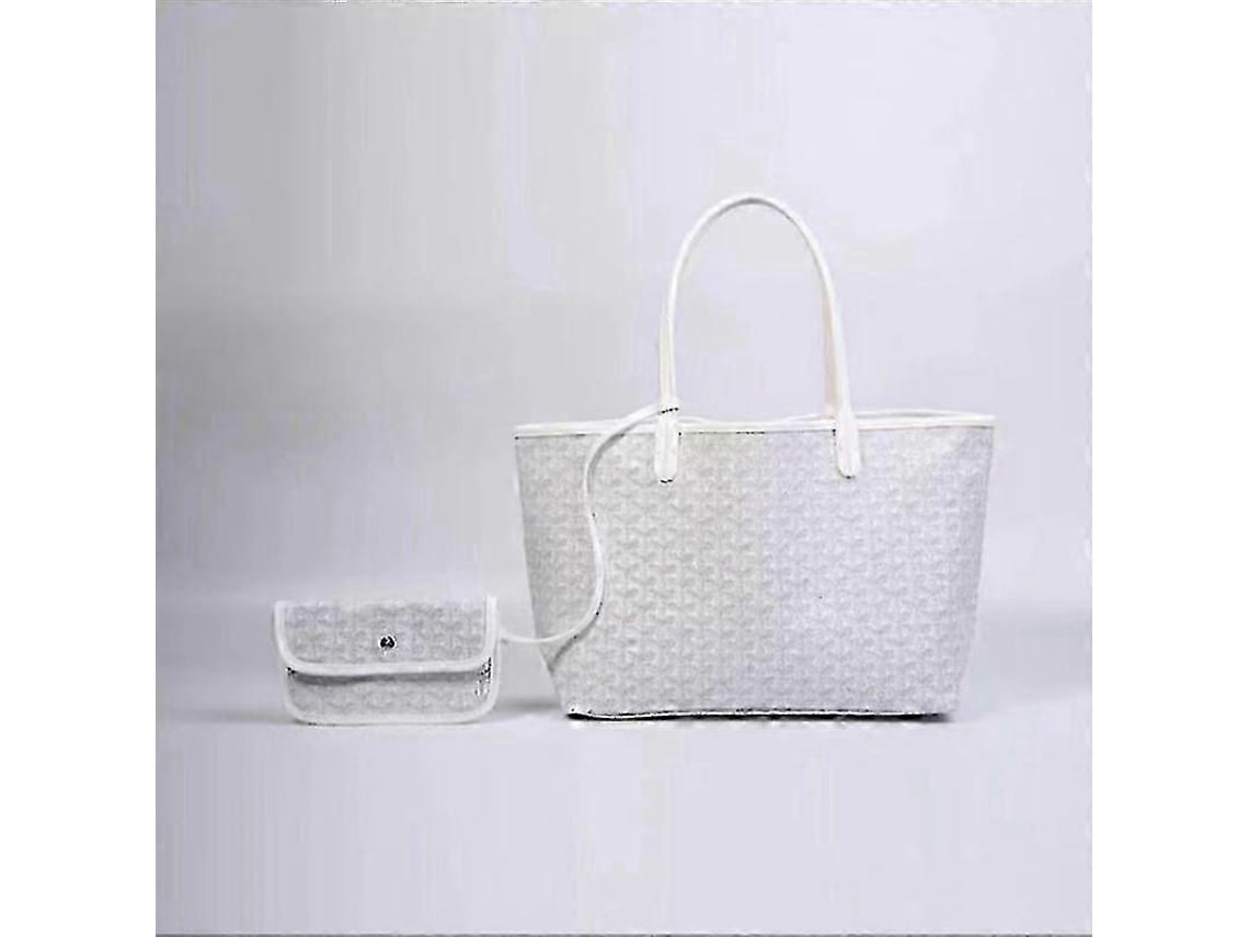 Bolsa Tote Gm, Tecido Resistente E Couro, Com Bolsa Destacável, Presente Para Mulheres--white