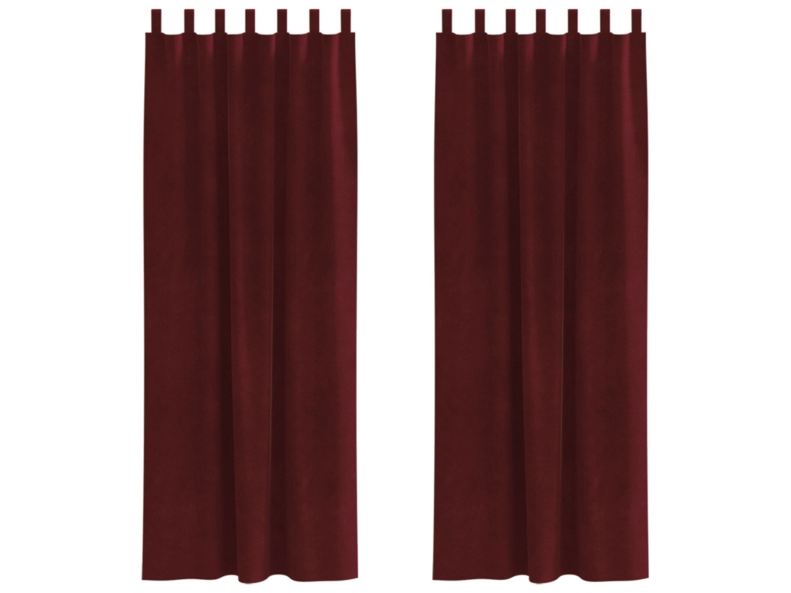 Conjunto 2 Cortinas Opacas Vidaxl Vermelho Veludo (140 X 245 Cm)