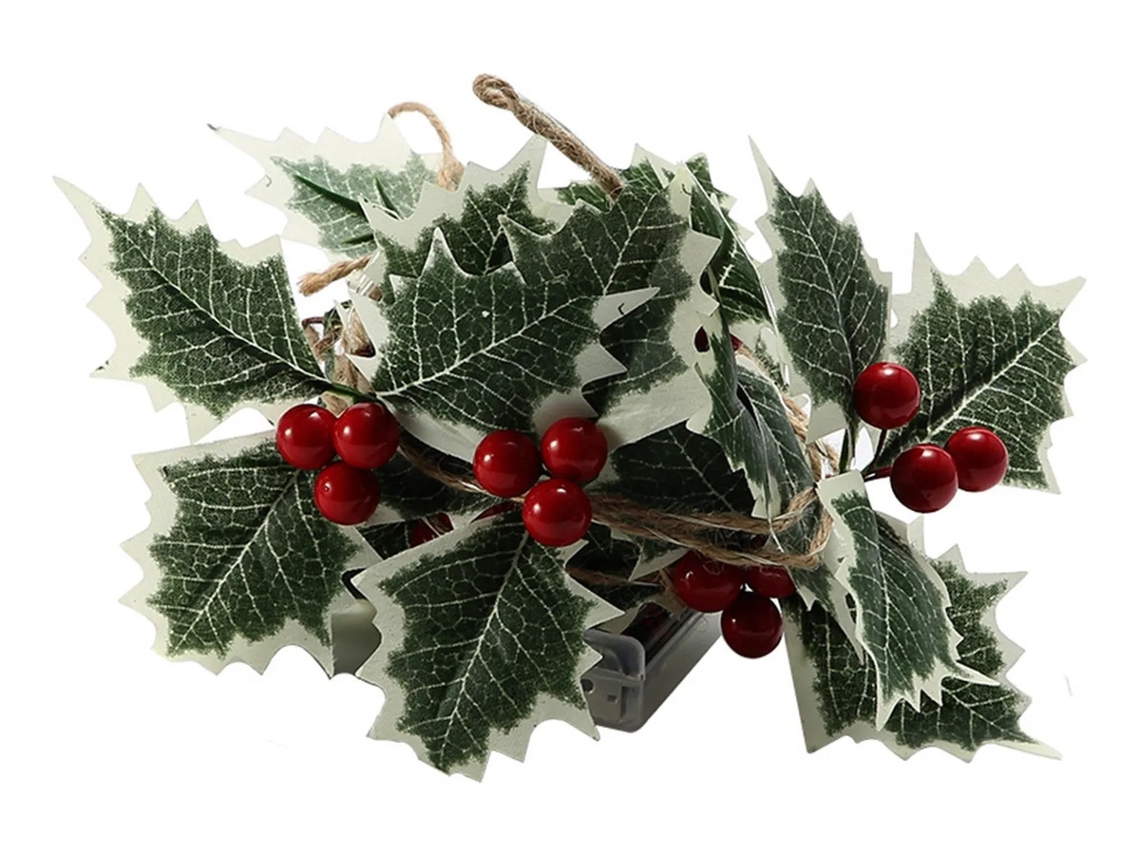 Lâmpada: Folha De Natal, Frutas Vermelhas, Luzes De ///