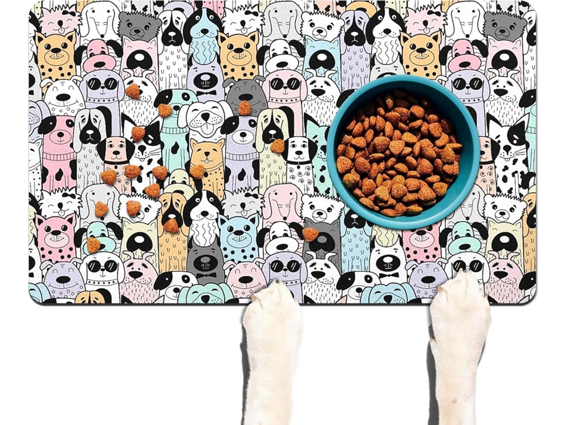 Tapete para Comida de Cães e Gatos, Impermeável, Absorvente, de Secagem Rápida e Antiderrapante, Colorfuldog AQUAFORGE