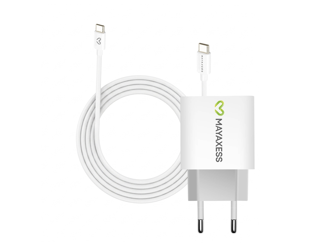 Mayaxess Carregador De Parede Para Galaxy S22 Ultra 20w + Cabo Usb-c 1m Branco