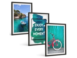 Pinturas Murais Modernas Mar, Barco, Bicicleta, Inspiração Moldura Preta Quadros Para O Escritório Espelharte (3 Piezas De 40x60 Cm)