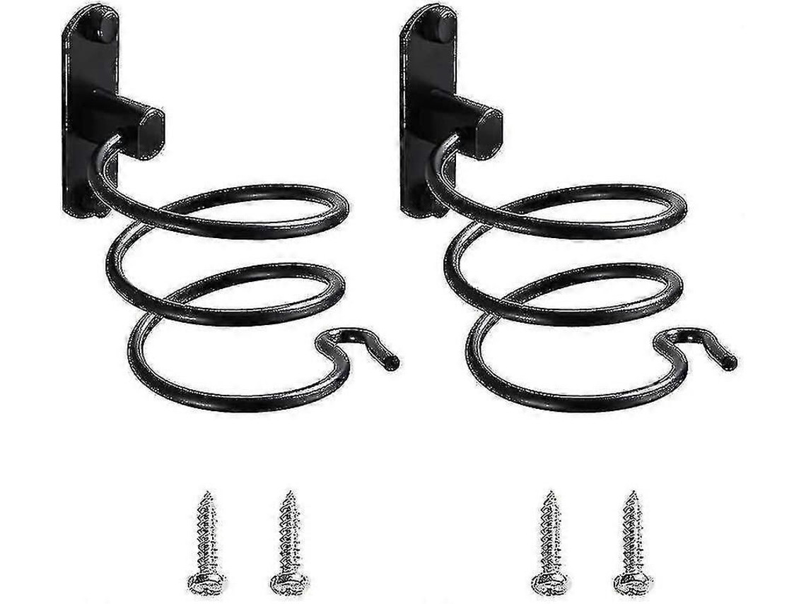 2 Peça Secador de Cabelo Suporte Preto Espiral Parede Montado GOKOCO