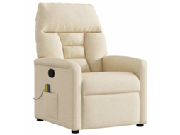 Vidaxl Poltrona De Massagens Reclinável Tecido Cor Creme