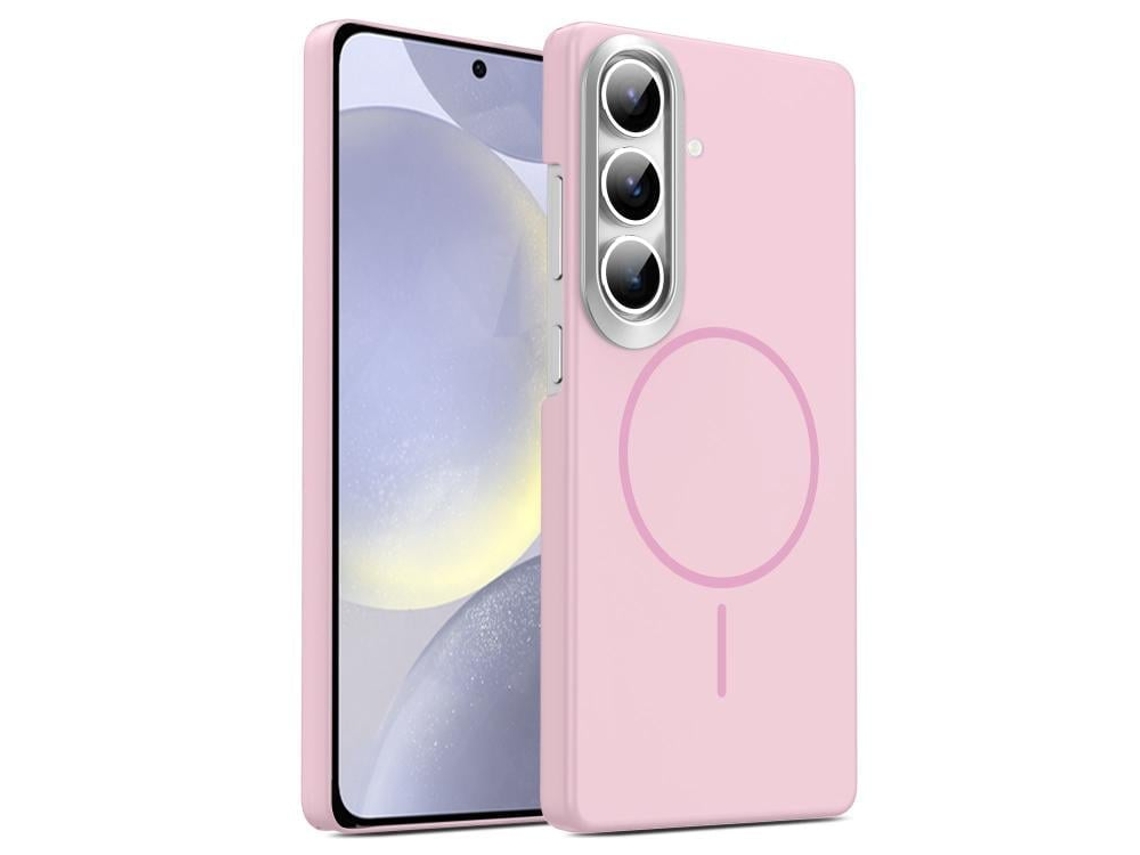 Capa Para Samsung Galaxy S24 Plus 5g Fina Circular Magsafe À Prova De Choque Dourada Em Policarbonato Rosa