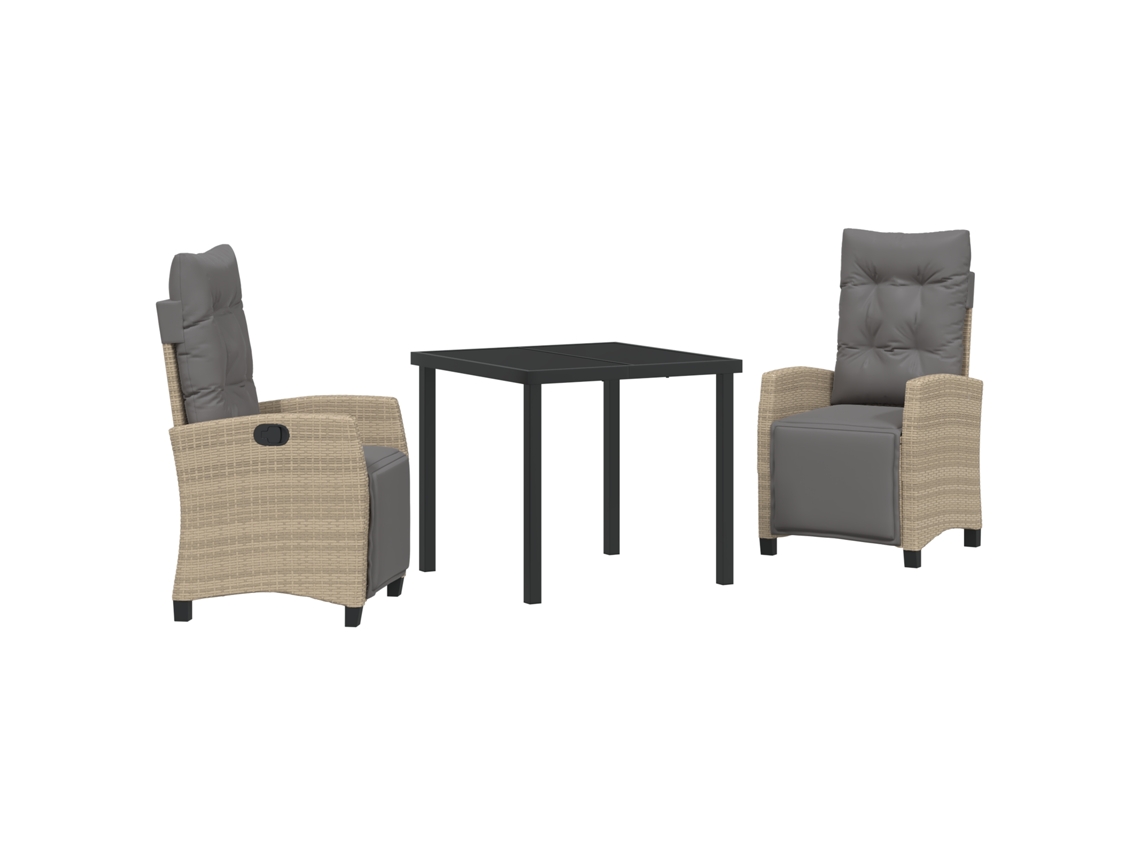 Conjunto 3 De Jantar De Jardim Vidaxl Bege Rattan Pe