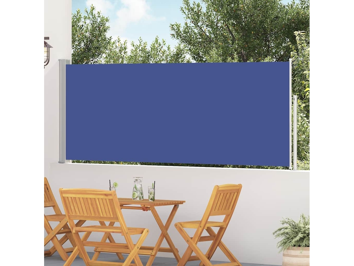 Vidaxl Toldo Lateral Retrátil Para Pátio 117x514 Cm Azul