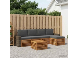Vidaxl Conjunto De Sofás Para Exterior 6 Unid. Natural E Antracite